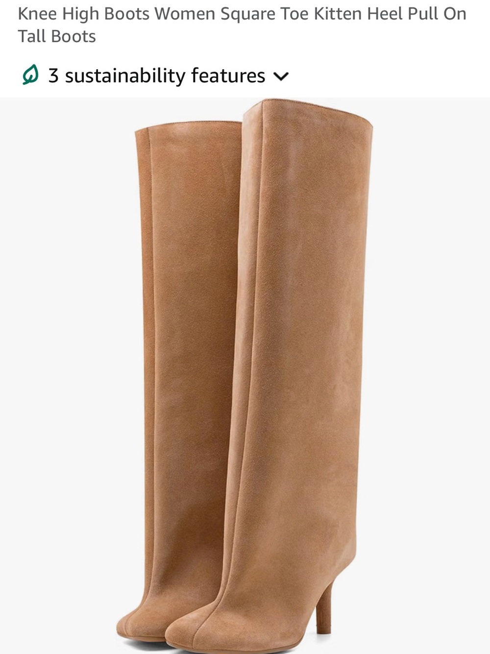 Women's Tan Suede High-Heel Knee Boots